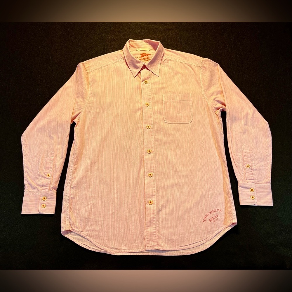 Tommy Bahama Relax Men’s Salmon Long Sleeve Button-Up Casual Shirt Size Large